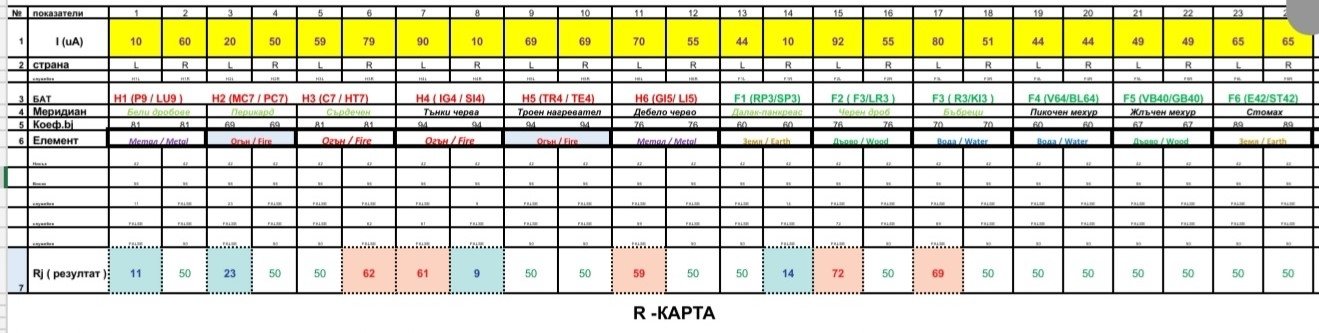 RYODORAKU-КАРТА ВЪВ ФОРМАТ НА ЕЛЕКТРОННА ТАБЛИЦА | ЕЛЕКТРОПУНКТУРА