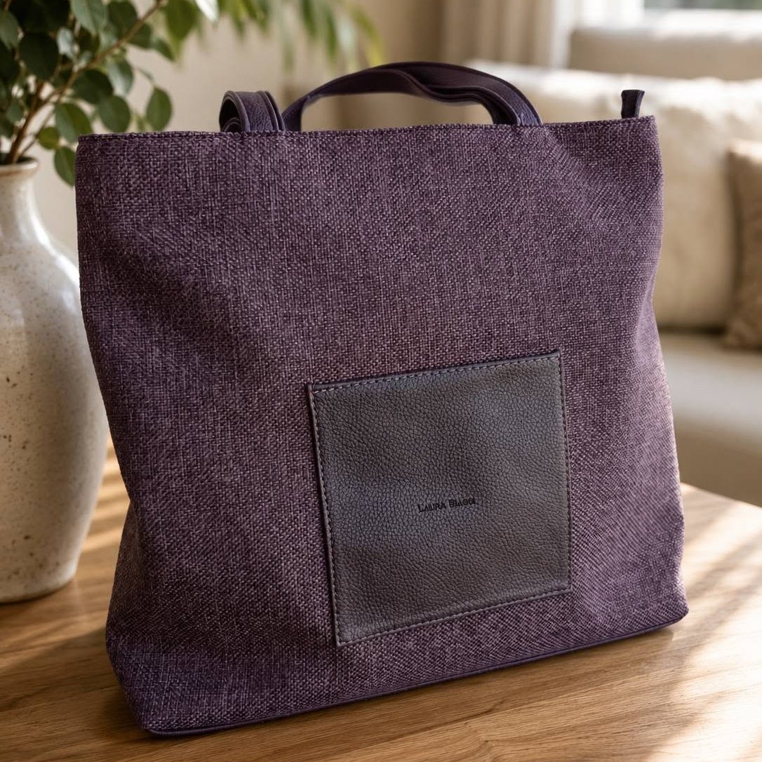 Дамска shopper чанта Laura Biaggi – Canvas текстил, кафява