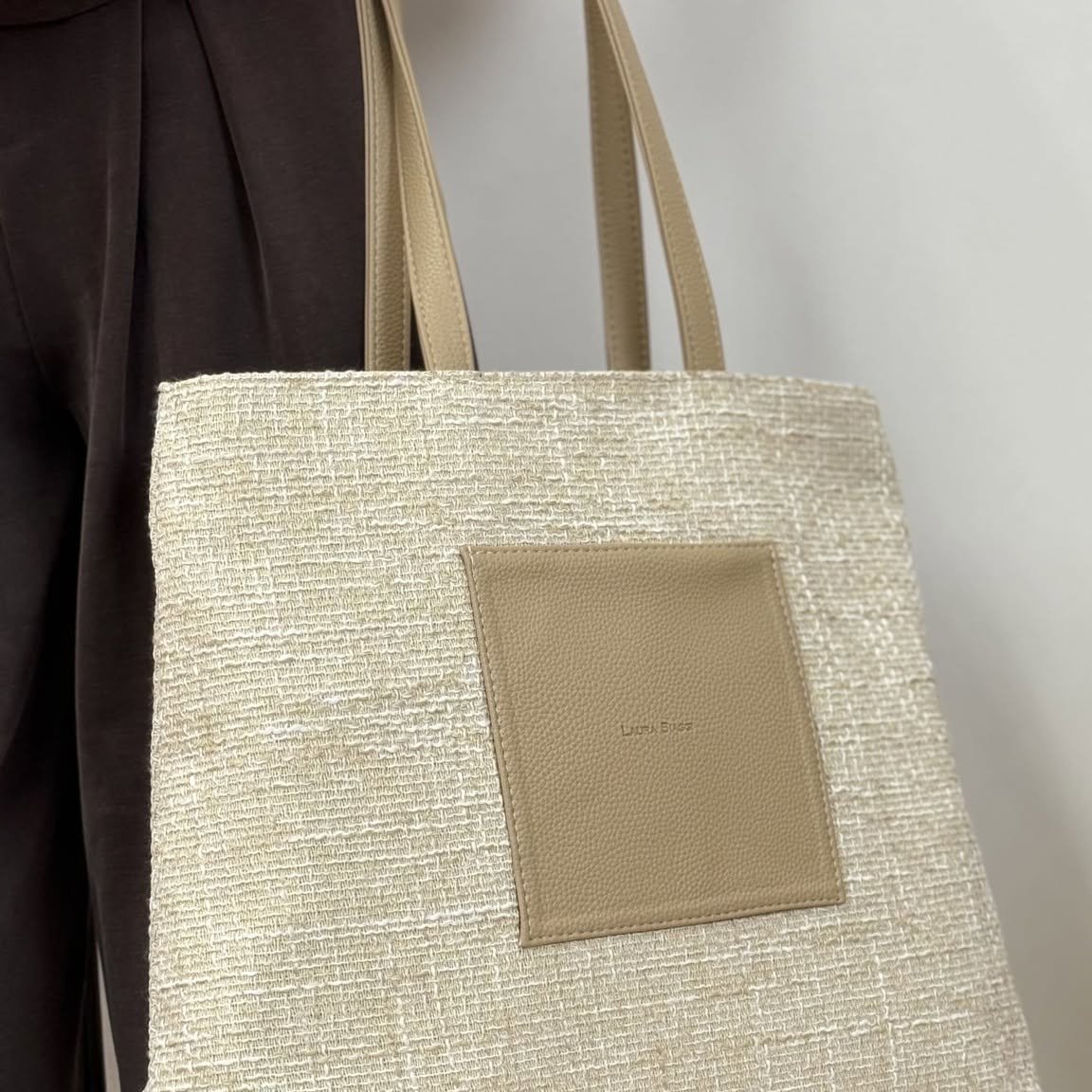 Дамска shopper чанта Laura Biaggi – Canvas текстил, кафява