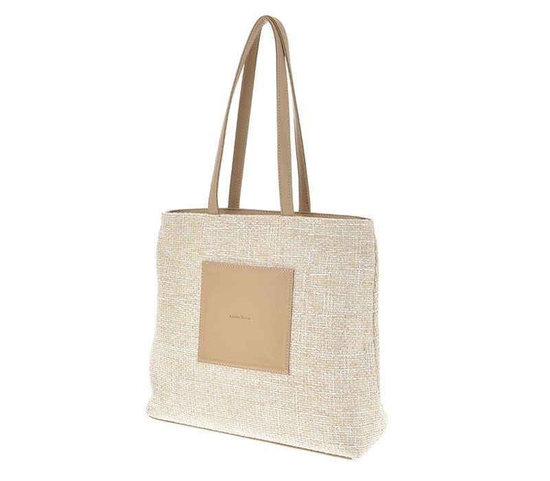 Дамска shopper чанта Laura Biaggi – Canvas текстил, бежова