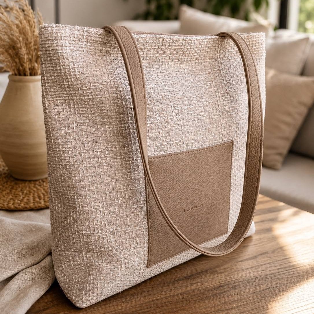 Дамска shopper чанта Laura Biaggi – Canvas текстил, кафява